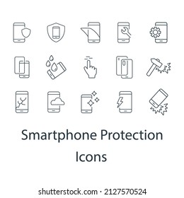 Smartphone protection icons set . Smartphone protection pack symbol vector elements for infographic web