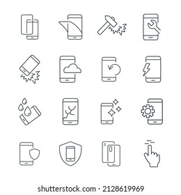 Smartphone protection icons set . Smartphone protection pack symbol vector elements for infographic web