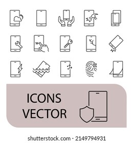 Smartphone Protection  icons set . Smartphone Protection pack symbol vector elements for infographic web