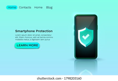 Datenschutz für Smartphones, Informationen zu Anwendungsdiensten, Smartpassword. Vektorgrafik