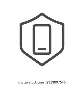 Smartphone protection related icon outline and linear vector.