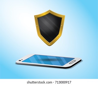 smartphone protection with shield on phone