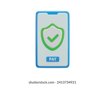 Smartphone with protection shield secure payment icon vector illustration