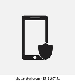 Smartphone protection vector icon. Mobile Security. Mobile phone with shield icon