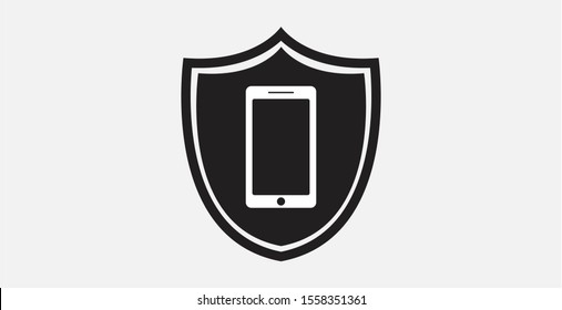 Smartphone protection vector icon. Mobile Security. Mobile phone with shield icon