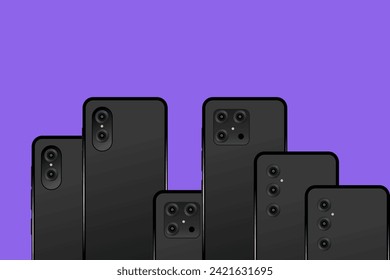 Smartphone-Prototyp-Muster und Vorlage mit violettem Hintergrund