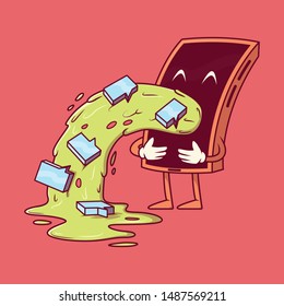 Smartphone puking messages vector illustration. Technology, social media, communication design concept