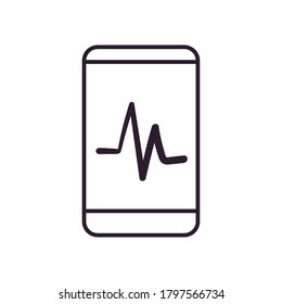 smartphone with pulse line style icon design, healthy sport and activity theme Vector illustration