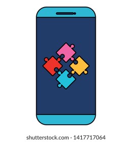 smartphone con solución de piezas de juego de rompecabezas