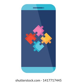 smartphone with puzzle game pieces solution
