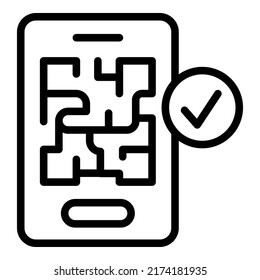 Smartphone qr Code Symbol Umriss-Vektorgrafik. Prüfung pcr. Gesundheitsreisen