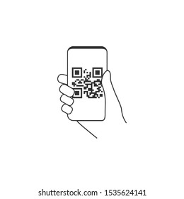 Smartphone, QR code icon. Vector illustration, flat design.