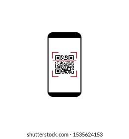 Smartphone, QR code icon. Vector illustration, flat design.