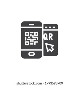 Smartphone QR code vector icon. filled flat sign for mobile concept and web design. Barcode scanner phone glyph icon. Symbol, logo illustration. Vector graphics