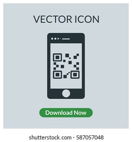 Smartphone QR code vector icon