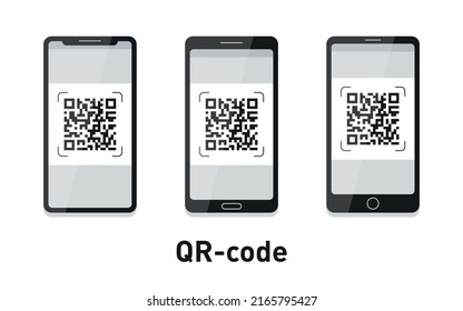 Smartphone con icono de código QR en pantalla. Dispositivo móvil. Ilustración del vector