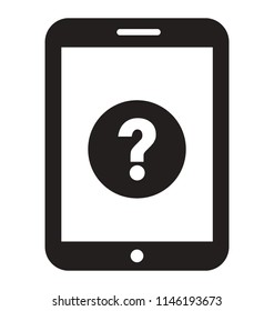 Smartphone with the question mark sign on it giving an idea of online help 