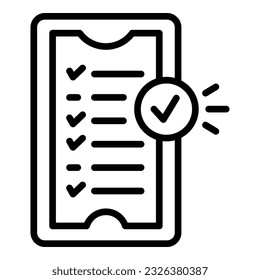 Smartphone quiz icon outline vector. School study. Computer test