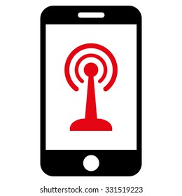 Smartphone Radio Control vector icon. Style is bicolor flat symbol, intensive red and black colors, rounded angles, white background.