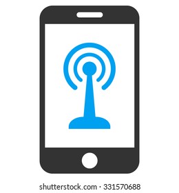 Smartphone Radio Control vector icon. Style is bicolor flat symbol, blue and gray colors, rounded angles, white background.