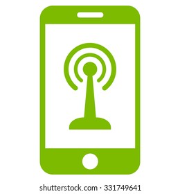 Smartphone Radio Control vector icon. Style is flat symbol, eco green color, rounded angles, white background.