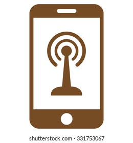 Smartphone Radio Control vector icon. Style is flat symbol, brown color, rounded angles, white background.