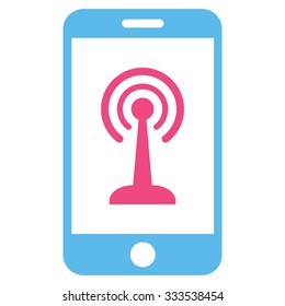Smartphone Radio Control vector icon. Style is bicolor flat symbol, pink and blue colors, rounded angles, white background.