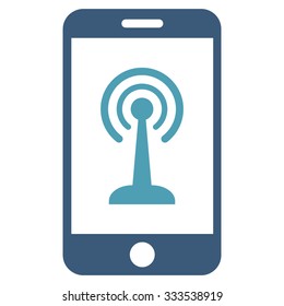 Smartphone Radio Control vector icon. Style is bicolor flat symbol, cyan and blue colors, rounded angles, white background.