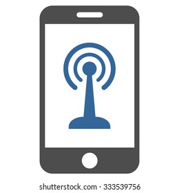 Smartphone Radio Control vector icon. Style is bicolor flat symbol, cobalt and gray colors, rounded angles, white background.