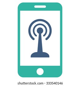 Smartphone Radio Control vector icon. Style is bicolor flat symbol, cobalt and cyan colors, rounded angles, white background.