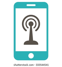 Smartphone Radio Control vector icon. Style is bicolor flat symbol, grey and cyan colors, rounded angles, white background.