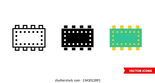 Smartphone RAM icon of 3 types: color, black and white, outline. Isolated vector sign symbol.