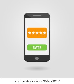 Smartphone with rate button and stars