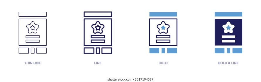 Smartphone rating icon in 4 different styles. Thin Line, Line, Bold, and Bold Line. Duotone style. Editable stroke.