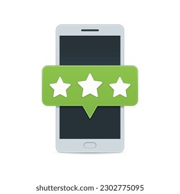 Smartphone rating icon vector. smartphone, chat, and star icon. suitable for many purposes.