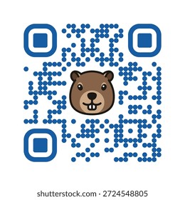 Smartphone lesbarer QR-Code Happy Groundhog Day mit dem Icon des Grundhog-Gesichts. Vektorgrafik