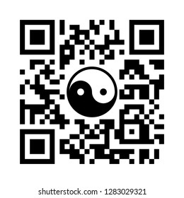 Smartphone readable QR code Keep calm and balance with Yin Yang symbol. Vector illustration