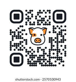 Smartphone readable QR code Oink with pig icon. Vector illustration