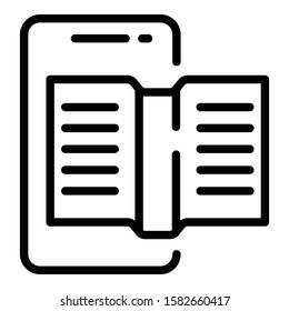 Smartphone reading icon. Outline smartphone reading vector icon for web design isolated on white background