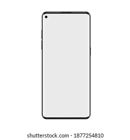 Smartphone realistic mockup vector illustration. Modern outline wireframe smart phone device, trendy portable cellphone gadget with blank white screen and front view isolated on white background