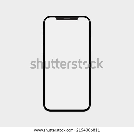 Smartphone Realistic Mockup White Display. Mobile Phone Vector With Buttons. UI UX Branding Detailed Mockup. Modern Phone Device Template Vector Illustration