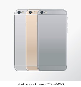 Smartphone realistic three colour set. Model Isolated. EPS 10