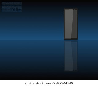 Smartphone Realistic vector illustration of a smartphone with mirror reflection on a dark blue background.
