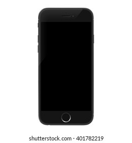 Smartphone realistic vector iphon illustration. Mobile phone mockup with blank screen isolated on white background