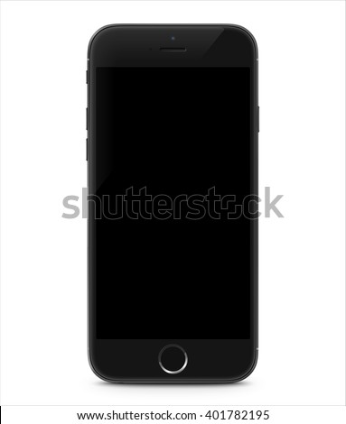 Smartphone realistic vector iphon illustration. Mobile phone mockup with blank screen isolated on white background