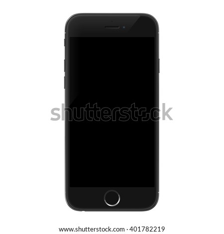 Smartphone realistic vector iphon illustration. Mobile phone mockup with blank screen isolated on white background