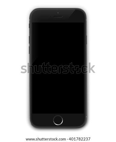 Smartphone realistic vector iphon illustration. Mobile phone mockup with blank screen isolated on white background