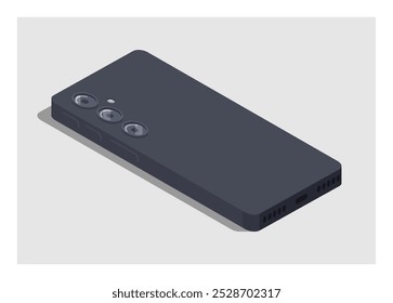 Parte trasera del smartphone. Ilustración plana simple en vista isométrica.