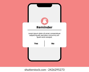 Smartphone recibió un recordatorio. Plantilla de vector de recordatorio de IU plana
