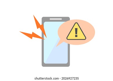 A smartphone receives a warning notification. Vector illustration .